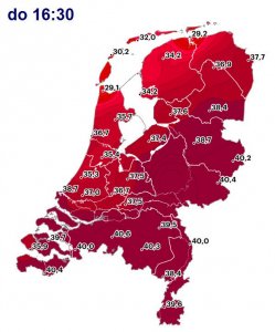 Temperature distribution 25 july 2019